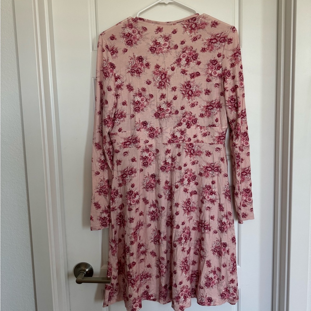 LoveShackFancy Dress Size Medium Womens Pink Floral Cotton Stretchy - Picture 2 of 4
